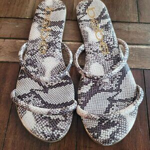 Bebe Snake Print Slip-On Sandals Womens Size 7